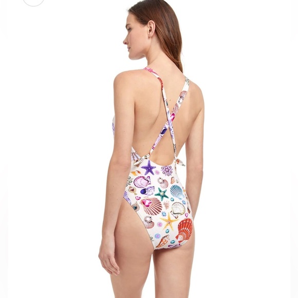 GOTTEX WHITE SANDS SAND DEEP V PLUNGE ONE PIECE SWIMSUIT Size 10 - Picture 8 of 16
